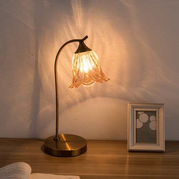 Modern Art Deco Round Flower Shaped Metal Glass Table Lamp