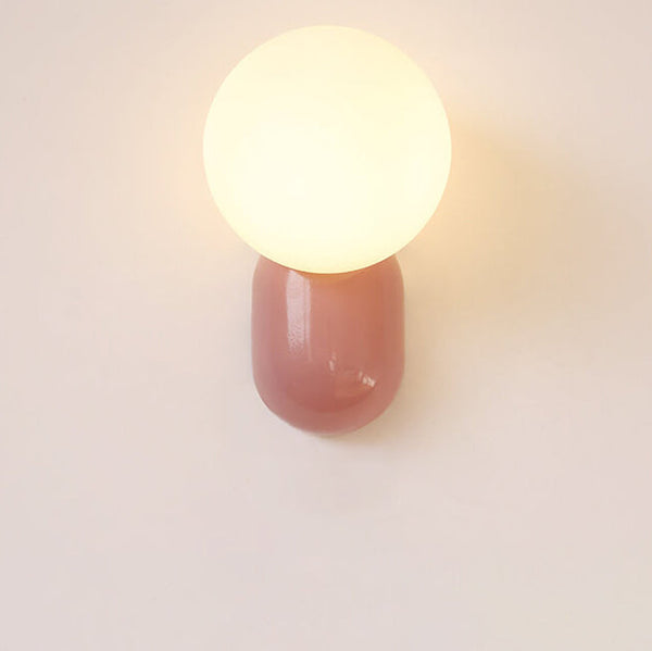 Macaron Cream Style Resin Glass Ball 1-Light Wall Sconce