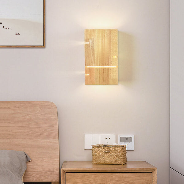 Modern Minimalist Wooden Square 2-Light Wall Sconce