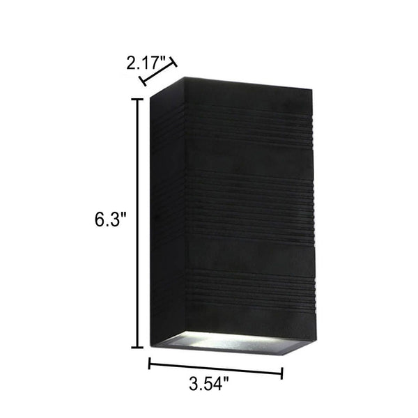 Modern Pure Black Rectangular Waterproof Aluminum LED Wall Sconce