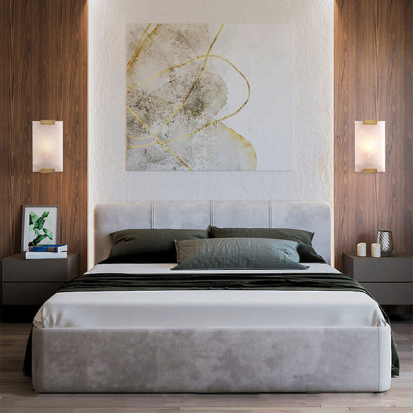 Nordic Light Luxury Copper Marble Strip Design Wall Sconce
