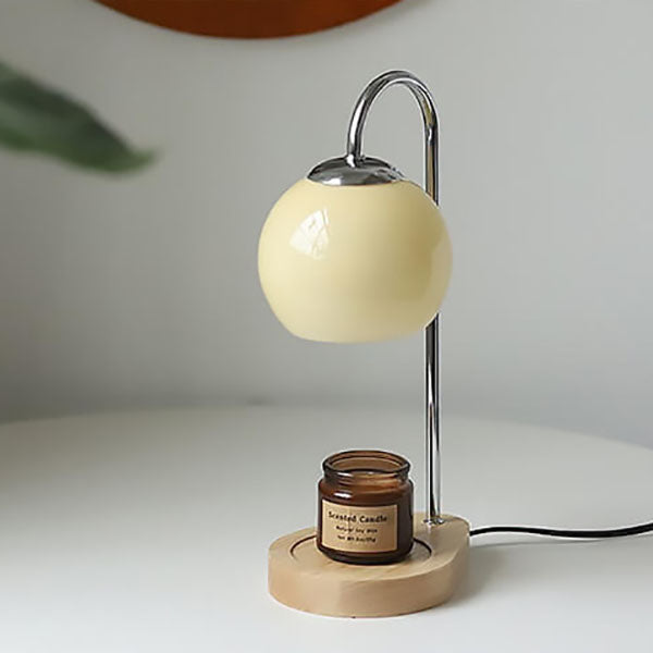 Modern Solid Wood Sphere Candle Lamp 1-Light Table Lamp