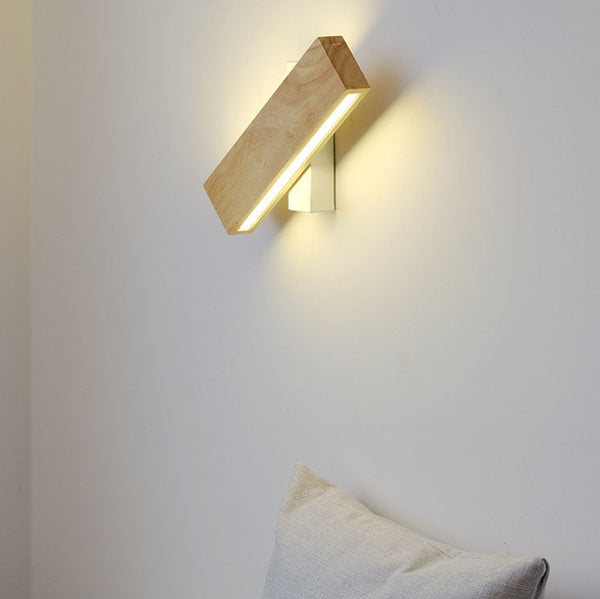 Japanese Minimalist Log Rectangular Flat Wall Sconce