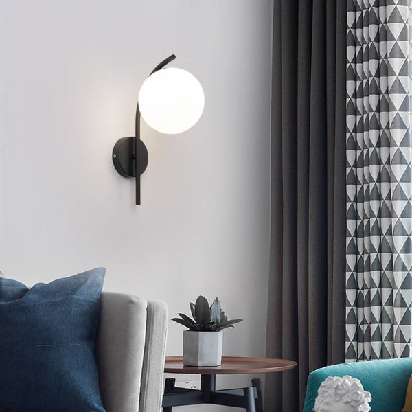 Nordic Arc Glass Globe 1-Light Wall Sconce