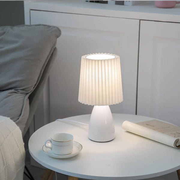 Nordic Vintage Table Lamp with Pleated Shade and Table Lamp