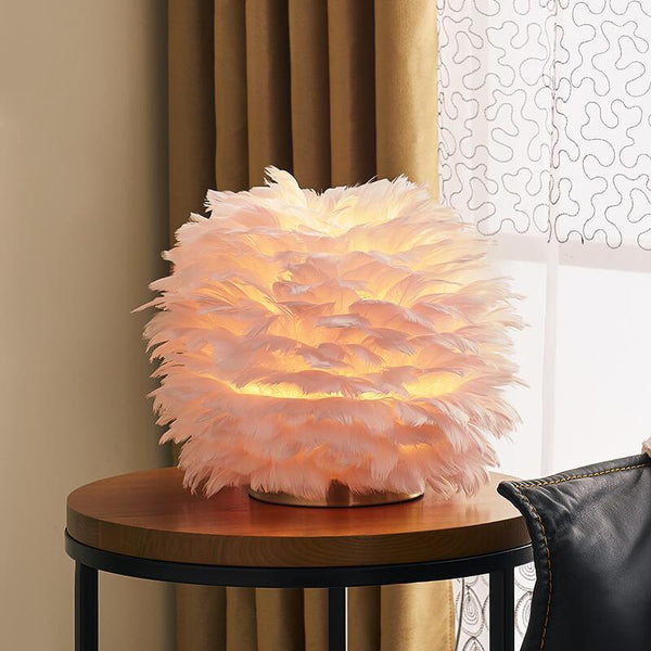Modern Feather 1-Light Ball-Shaped Table Lamps Table Lamp