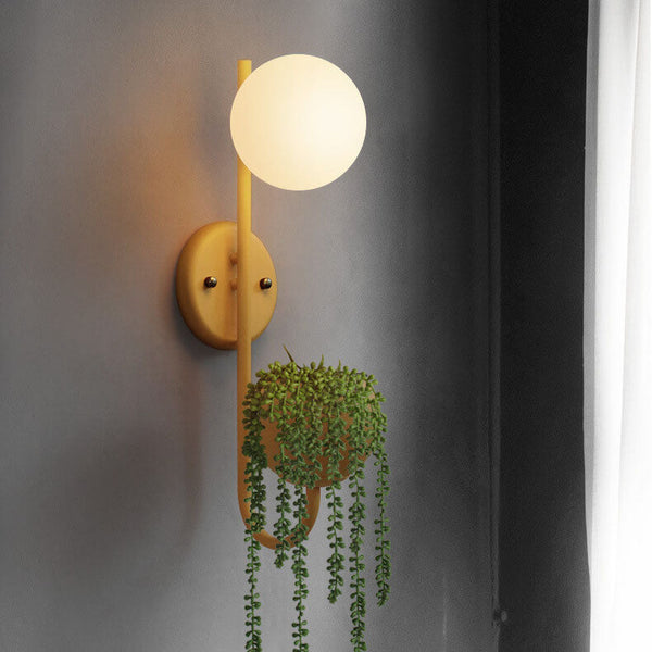 Sphere 1-Light Planting Pot Storage Wall Sconce