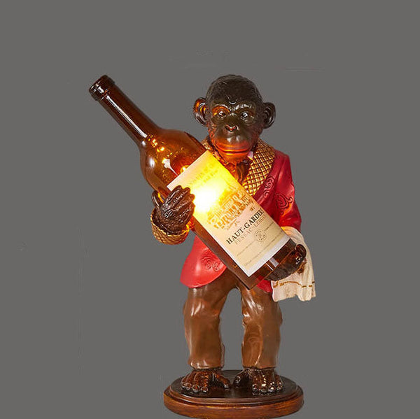 Retro Creative Monkey Resin Wine Bottle 1-Light Table Lamp