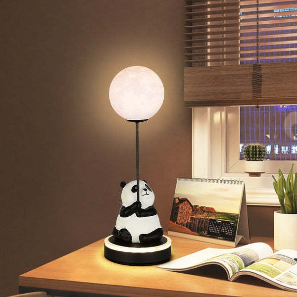 Creative Panda Resin Base PVC Lampshade LED Table Lamp