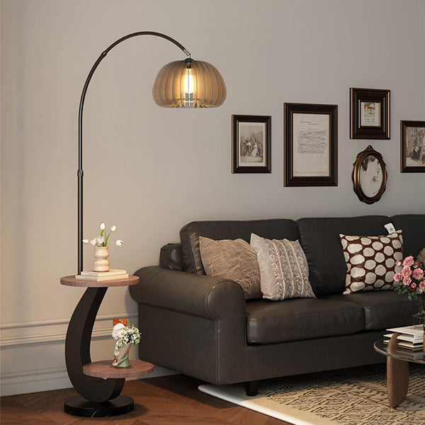 Nordic Walnut Black Floor Lamp