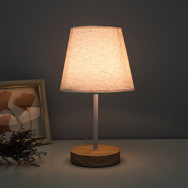 Modern Minimalist Trapezoidal Solid Wood Fabric Table Lamp