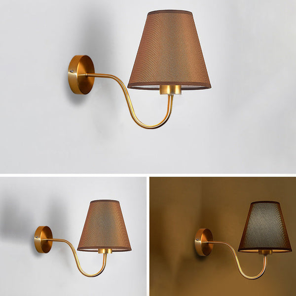 Contemporary Nordic Round Curved Iron Fabric Wall Sconce