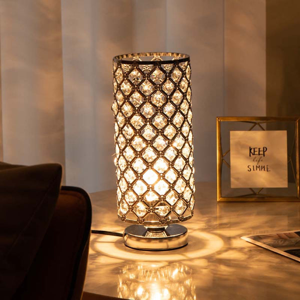 Modern Simplicity Cylinder Iron Crystal 1-Light Table Lamp