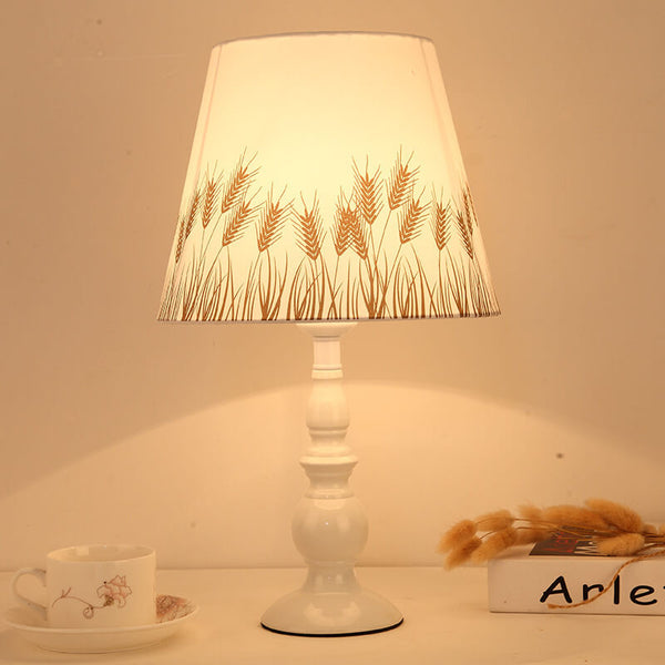 Modern Simple Floral Fabric Iron Vase Base Table Lamp