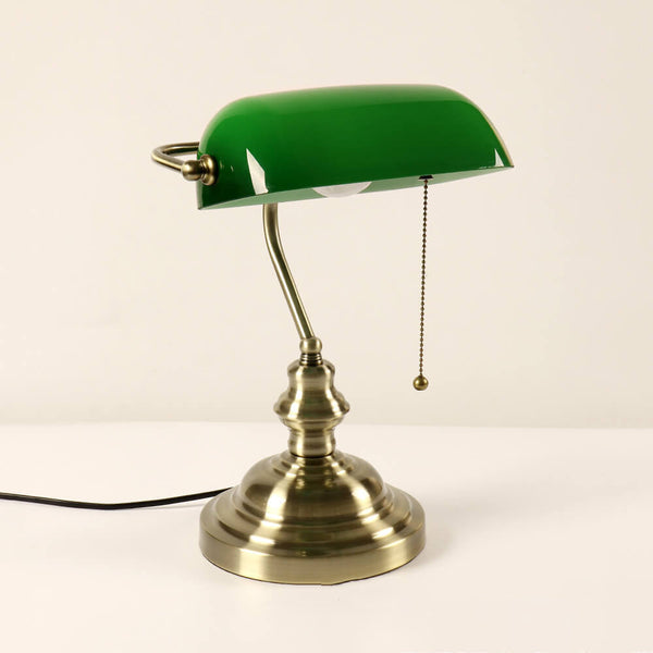 Retro-Colored Glass Table Lamp with Metal Base - Table Lamp