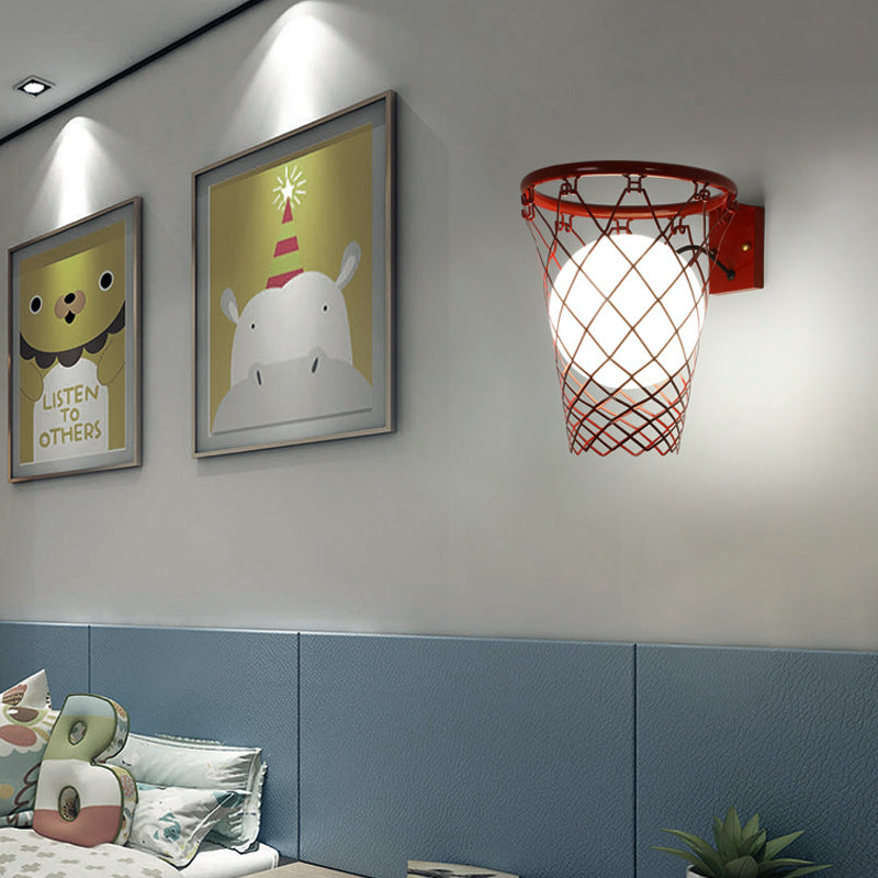 Modern Kids Iron Glass Basketball Hoop Wall Sconce