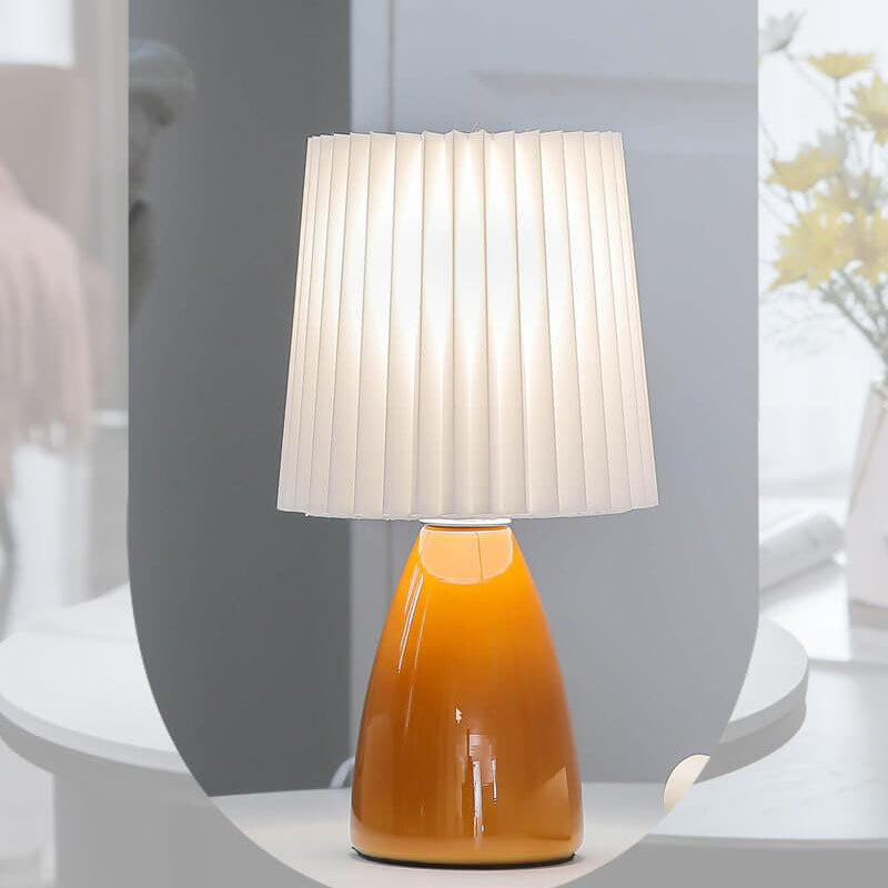 Nordic Vintage Table Lamp with Pleated Shade and Table Lamp