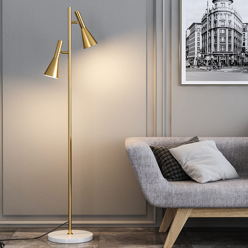 Modern Minimalist Gold 2-Light Floor Lamp