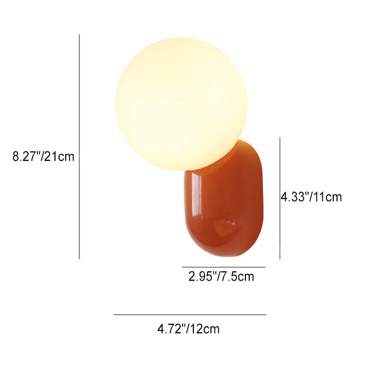 Macaron Cream Style Resin Glass Ball 1-Light Wall Sconce