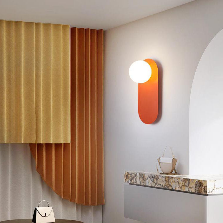 Nordic Minimalist Glass Orange Ring Base 1-Light Wall Sconce