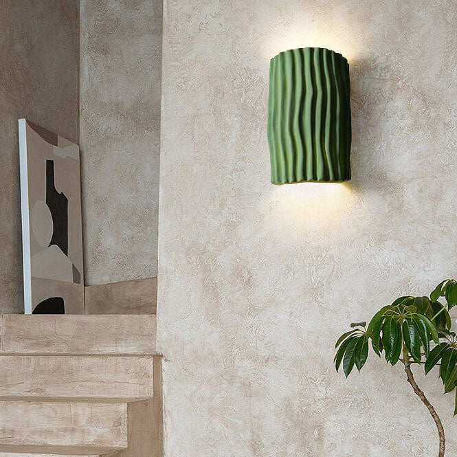 Contemporary Nordic Resin Striped Half Cylinder Wall Sconce