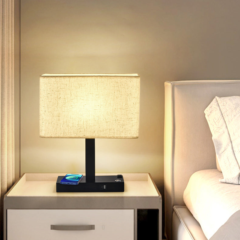 Modern Minimalist Rectangular Cloth Iron 1-Light Table Lamp