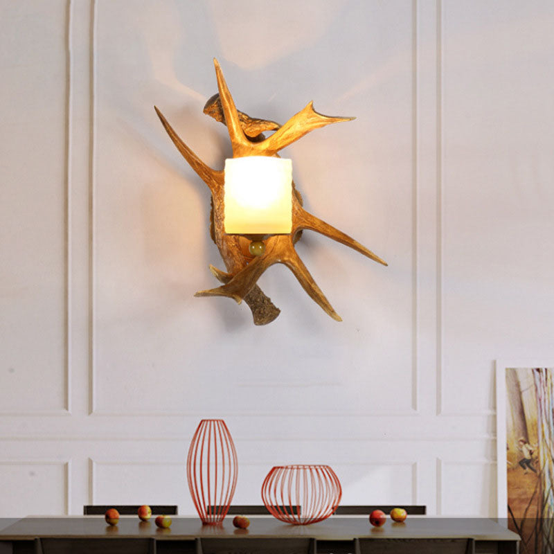 Modern Retro Antler 1-Light Glass Wall Sconce