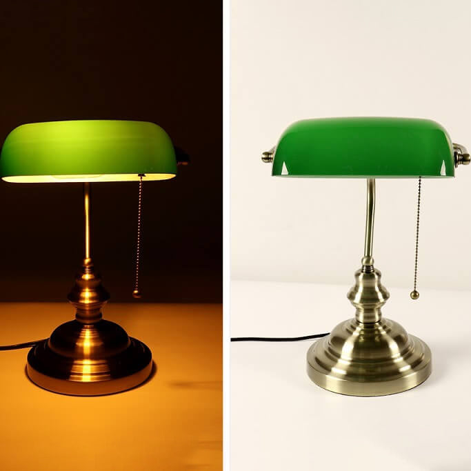 Retro-Colored Glass Table Lamp with Metal Base - Table Lamp