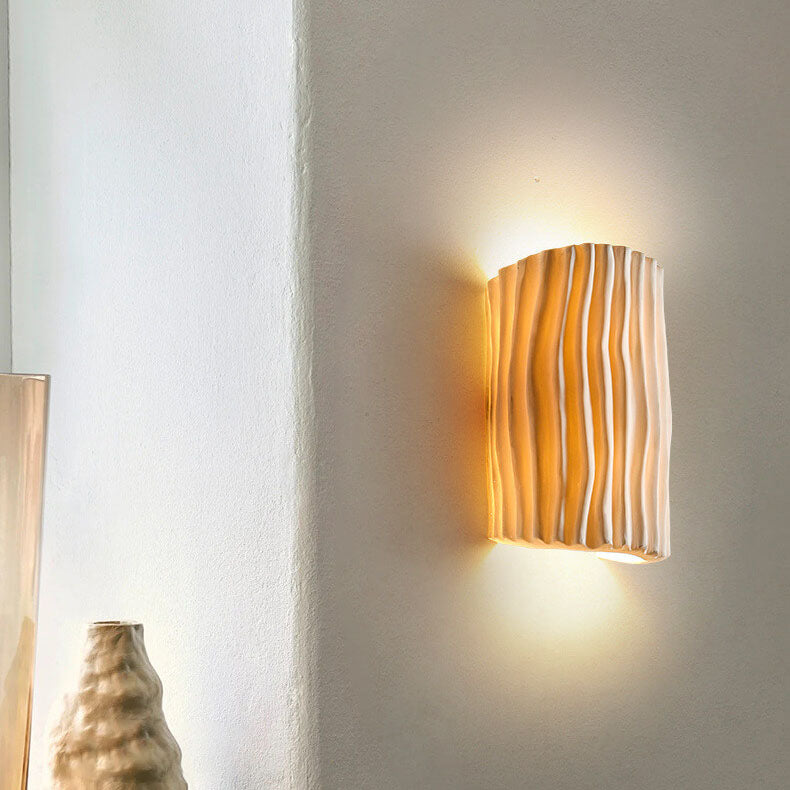 Contemporary Nordic Resin Striped Half Cylinder Wall Sconce