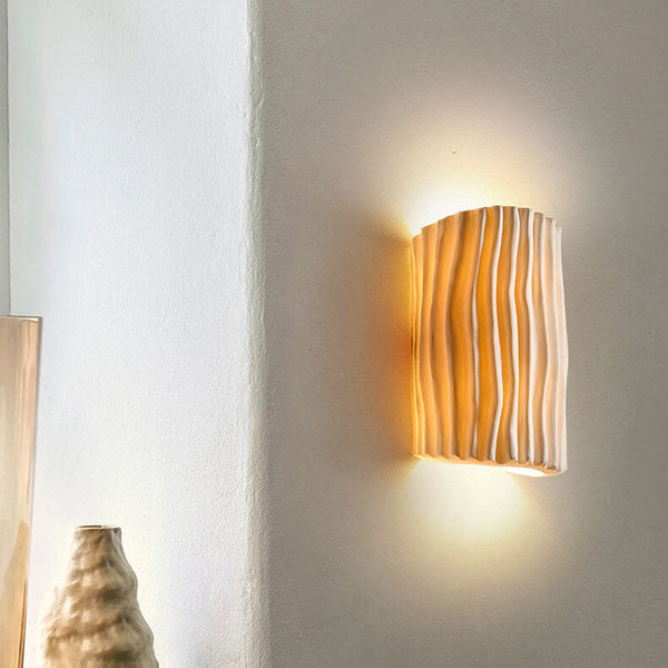 Contemporary Nordic Resin Striped Half Cylinder Wall Sconce
