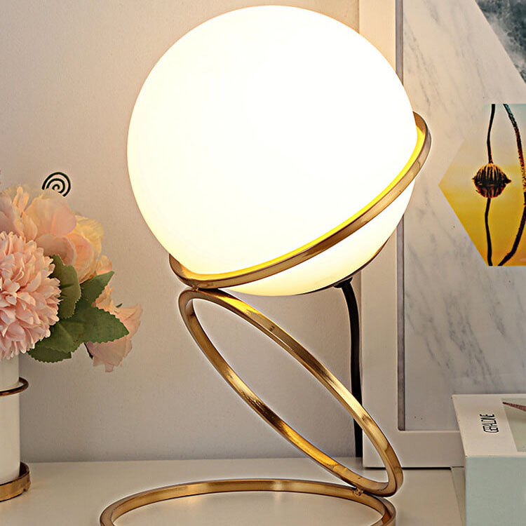 Modern Minimalist Spiral Circle Base Iron Glass Table Lamp