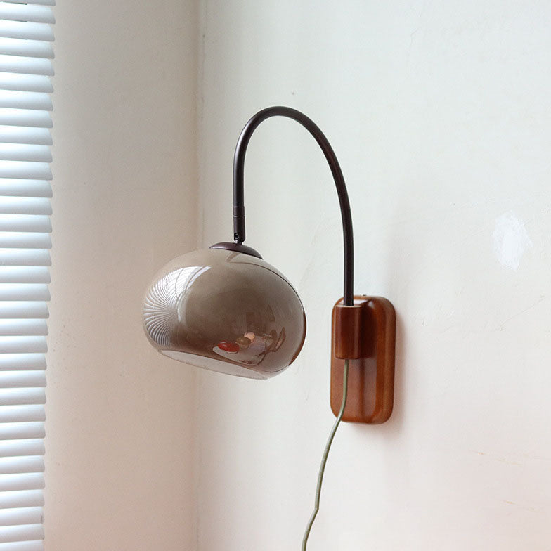 European Minimal Glass Solid Wood 1-Light Wall Sconce