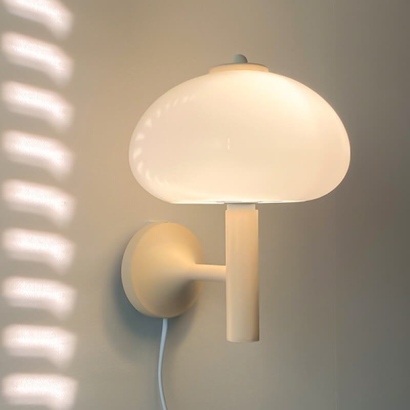 Contemporary Nordic Milk White Iron Glass Dome Wall Sconce