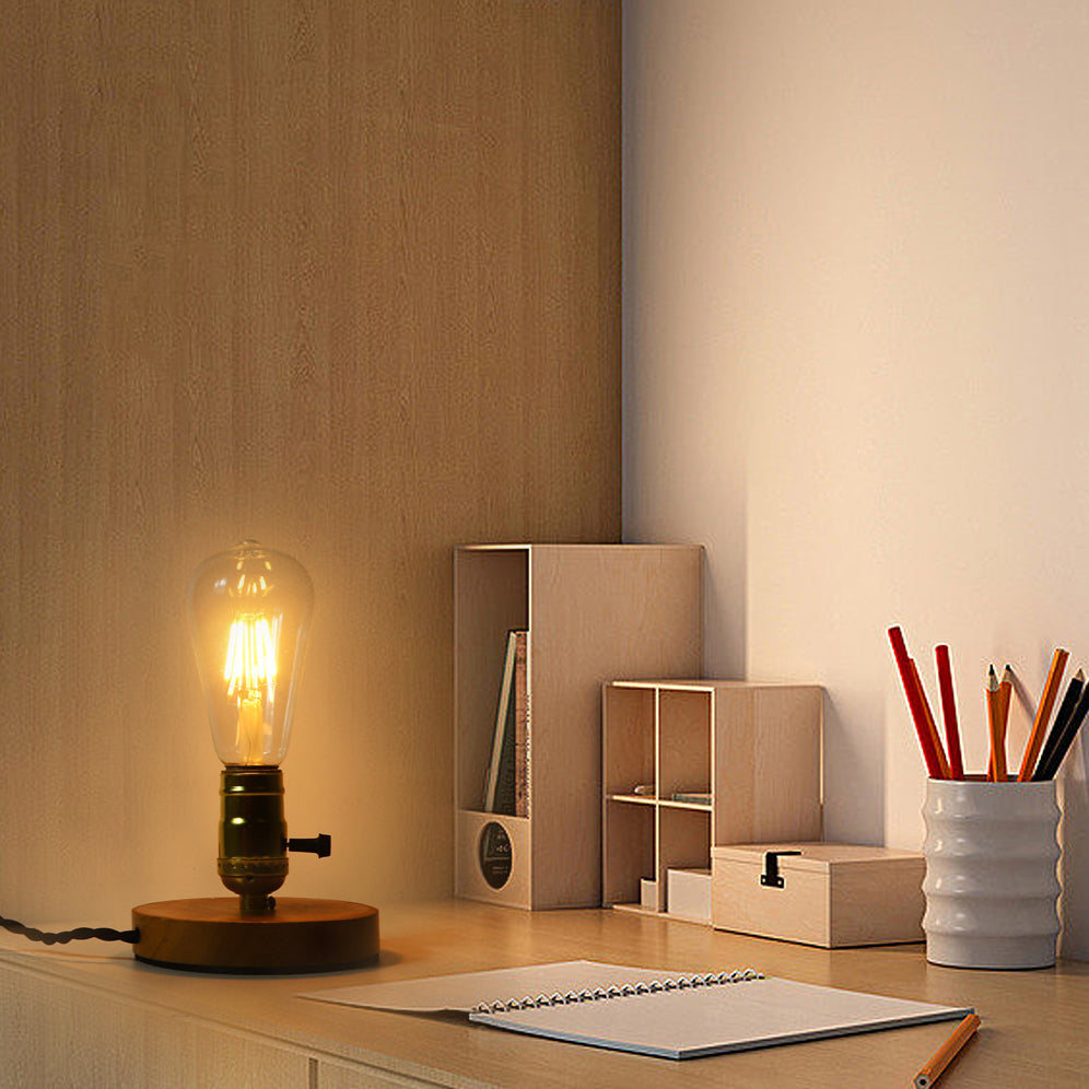 Traditional Vintage Glass Solid Wood Base 1-Light Table Lamp