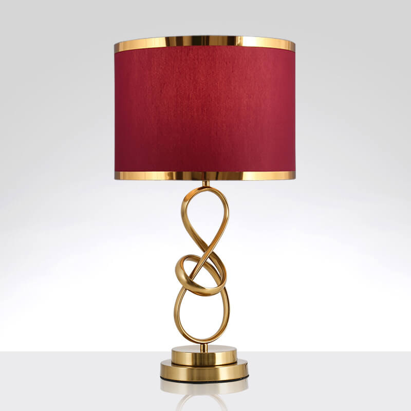 Modern Luxury Red Fabric Iron Knot Ring 1-Light Table Lamp