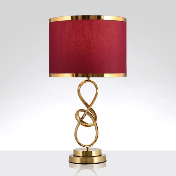Modern Luxury Red Fabric Iron Knot Ring 1-Light Table Lamp