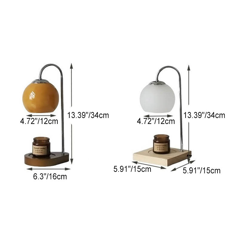 Modern Solid Wood Sphere Candle Lamp 1-Light Table Lamp