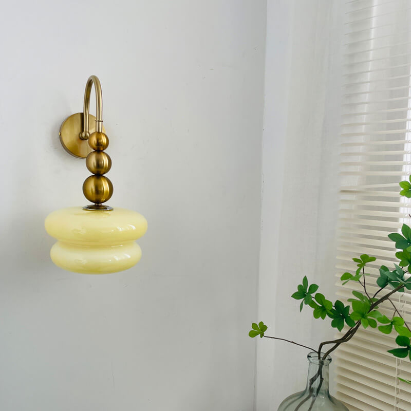 Macaron Cream Gourd Design Glass Shade Wall Sconce