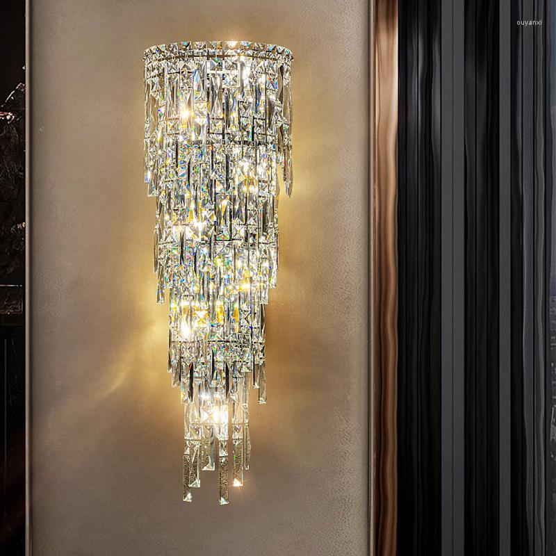 Contemporary Luxury Crystal Tassel Half Post Wall Sconce