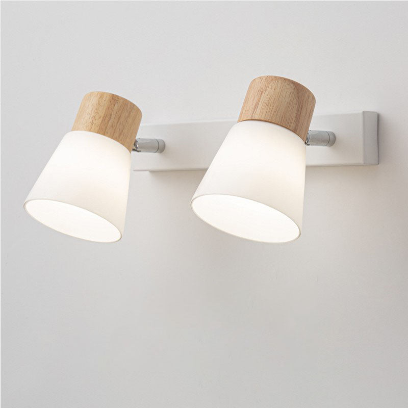 Modern Minimalist Horn Rubber Wood Glass Vanity Wall Sconce
