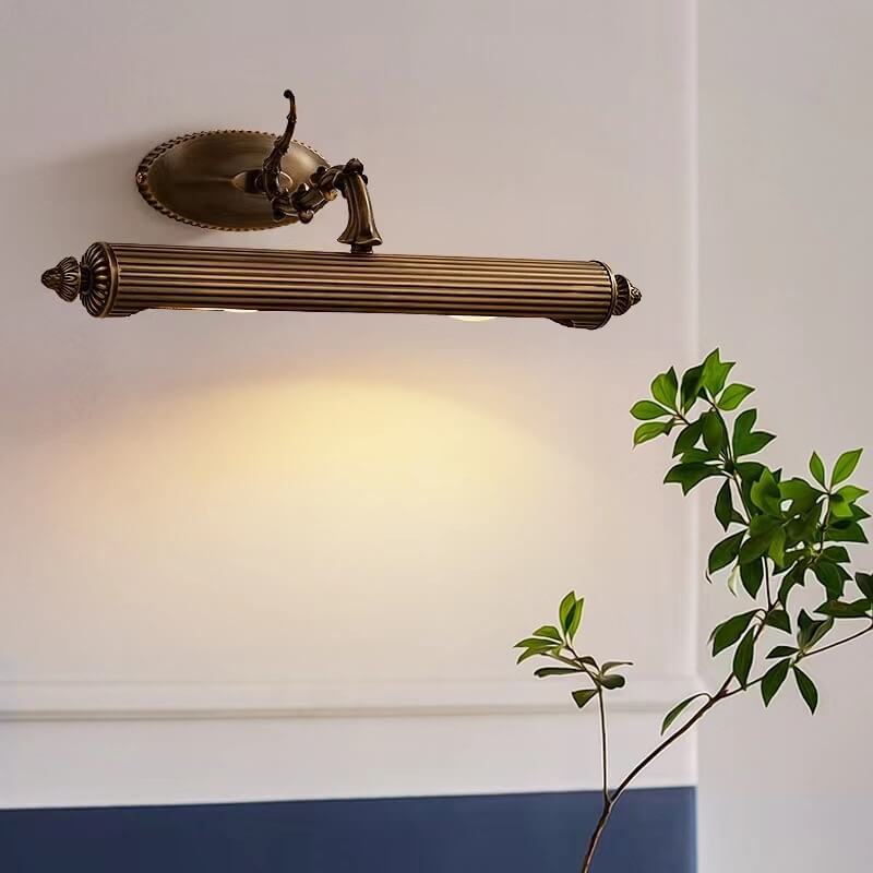 French Antique Copper Cylindrical 2-Light Mirror Wall Sconce