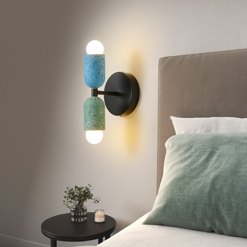 Modern Japanese Wabi-Sabi Iron Cement 2-Light Wall Sconce