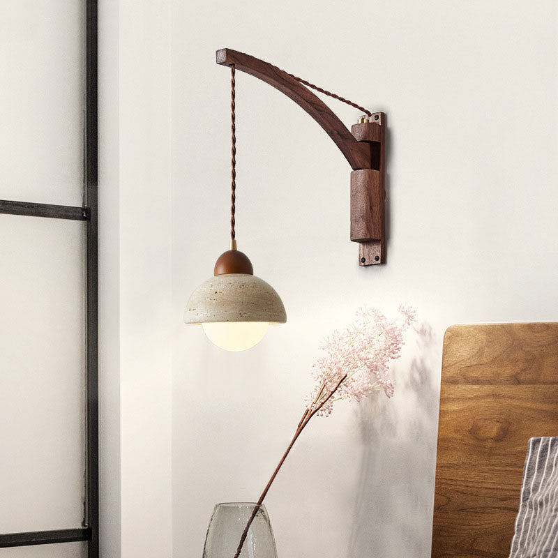 Japanese Wabi-Sabi Solid Wood Glass Horn Wall Sconce