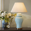 Traditional Rustic Ceramic Fabric Conic Vase Table Lamp