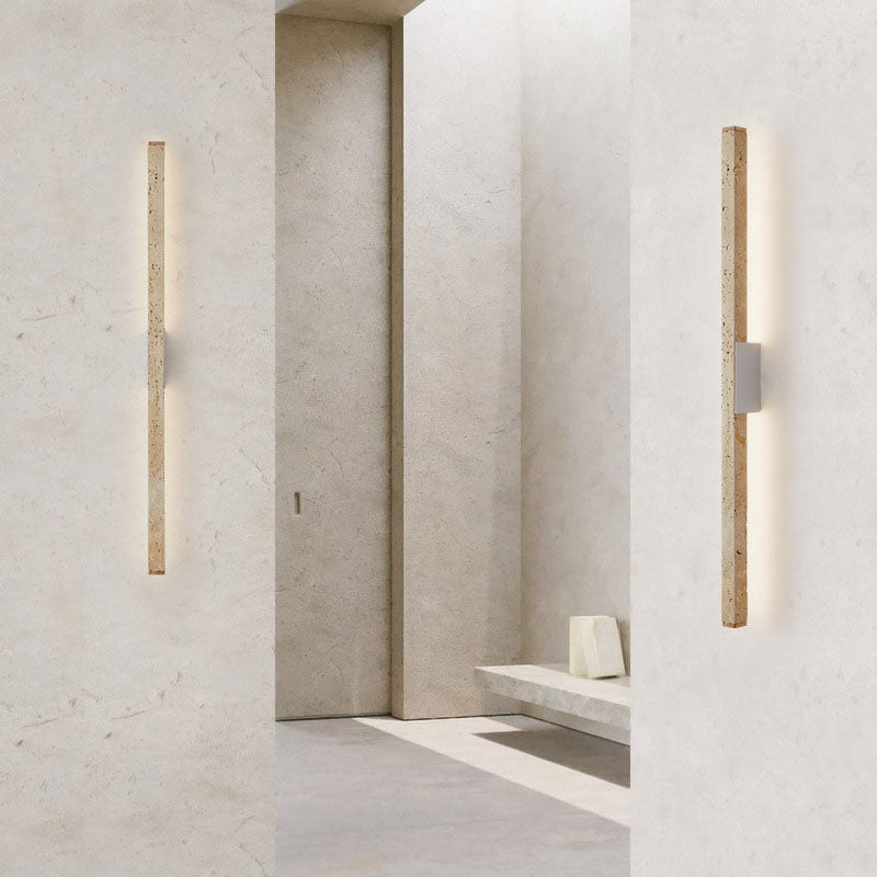 Japanese Wabi-Sabi Travertine Long Strip LED Wall Sconce
