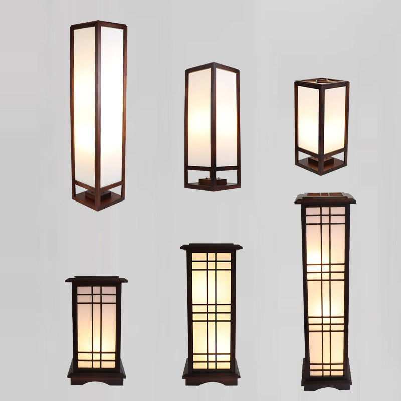 Traditional Chinese Walnut Arc Floor Lamp
