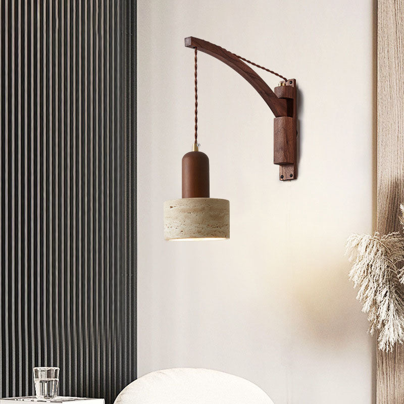 Japanese Wabi-Sabi Solid Wood Glass Horn Wall Sconce