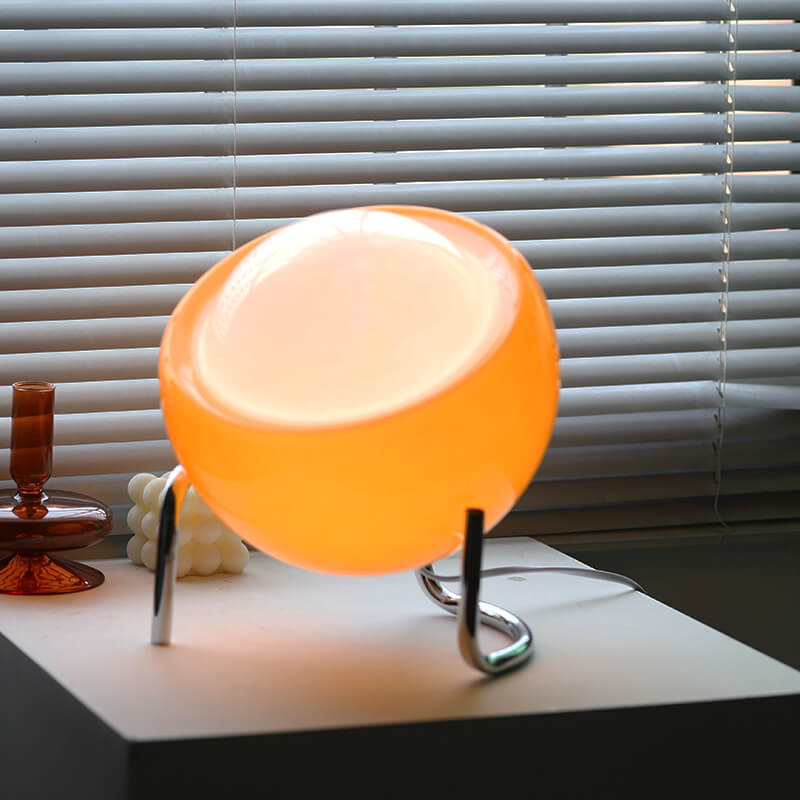 Nordic Contemporary Planet Orange Glass and Iron Table Lamp
