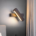 Modern Minimalist Rectangular Aluminum Iron Wood Rotatable Wall Sconce