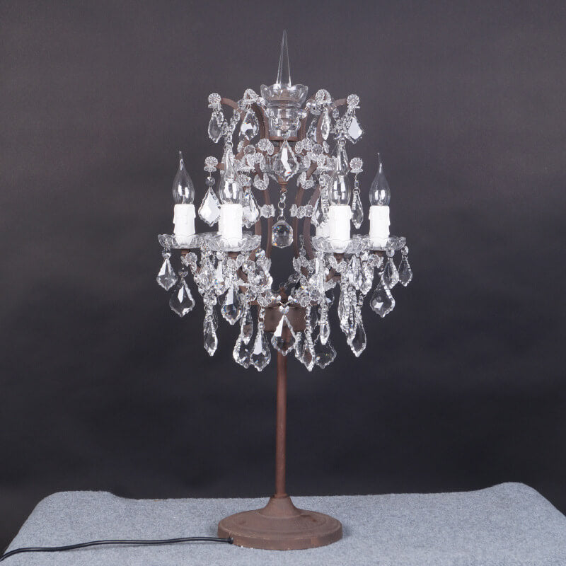Elegant Traditional Vintage Crystal 6-Light Table Lamp
